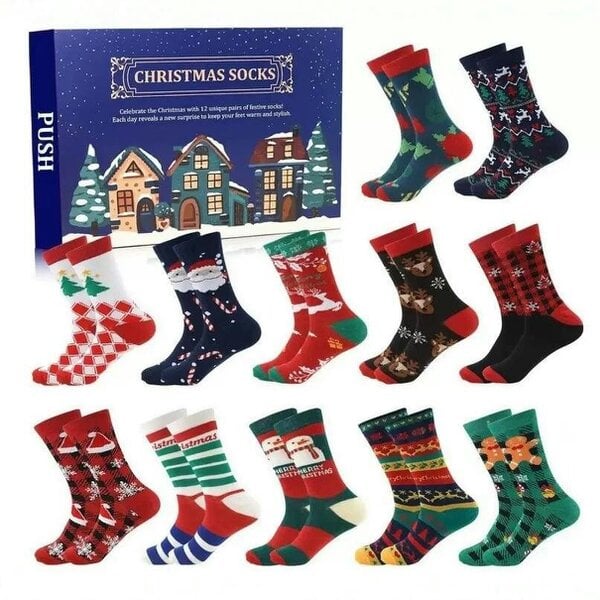 Obasyhig Christmas Socks Advent Calendar 2026 - 24 pairs - Style 2