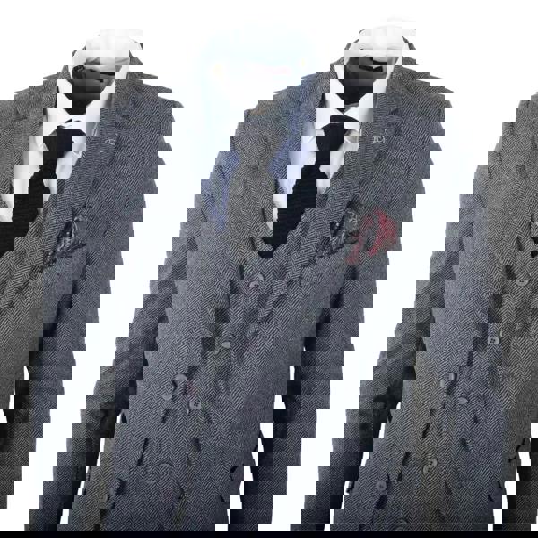 TruClothing IM41 - Men's Grey 3 Piece Tweed Herringbone Suits