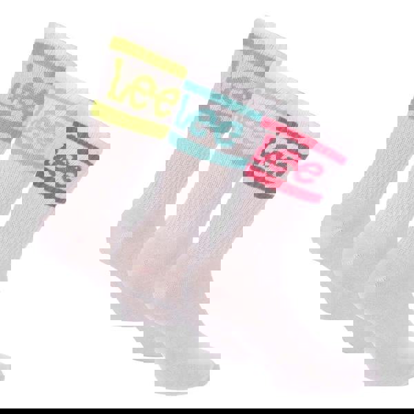 Lee Womens/Ladies Logo Crew Socks (Pack of 3) - Red/Blue/Green - 