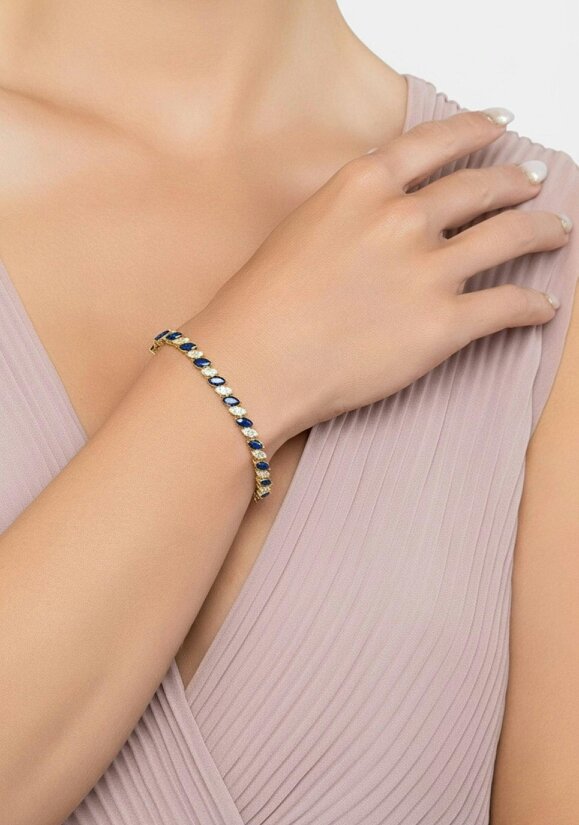Latelita Viscountess Tennis Bracelet Sapphire Gold