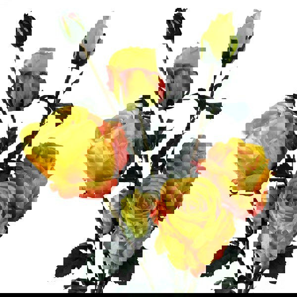 Leaf 6 x 60cm Yellow Rose Artificial Flower Sprays - 24 Flowers 18 Buds