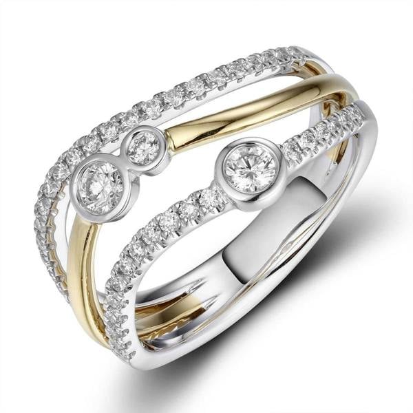 Sarah Layton Triple Row Diamond Ring - 18ct White & Yellow Gold