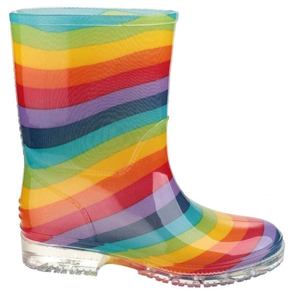 Cotswold PVC Jnr PVC Girls Rainbow Wellington Boots