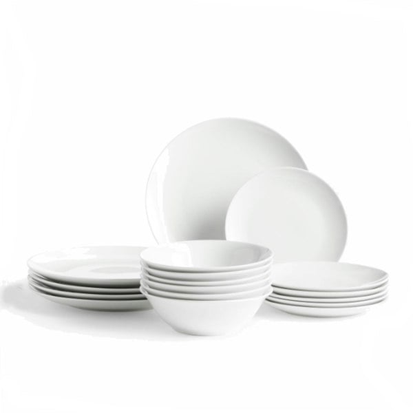 18 Piece Dinner Set Plate Bowl White Porcelain