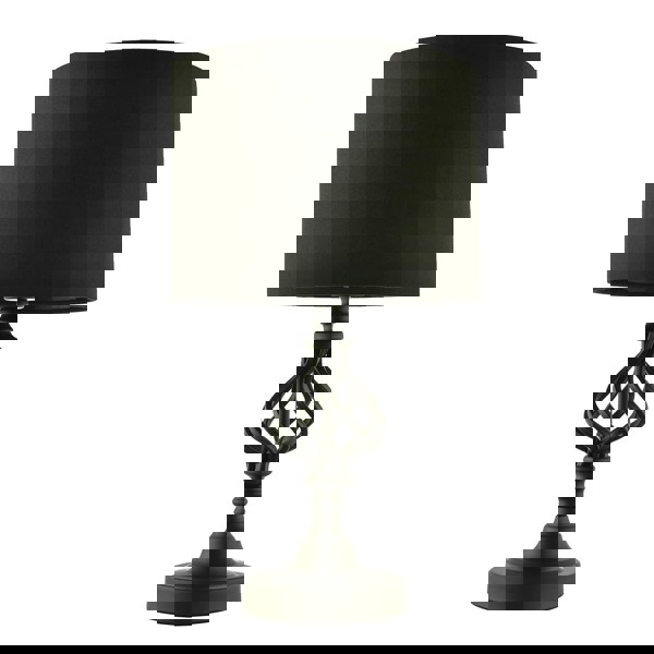 Classic Twist Metal Table Lamp in Matte Black with Black Drum Shade Image 1