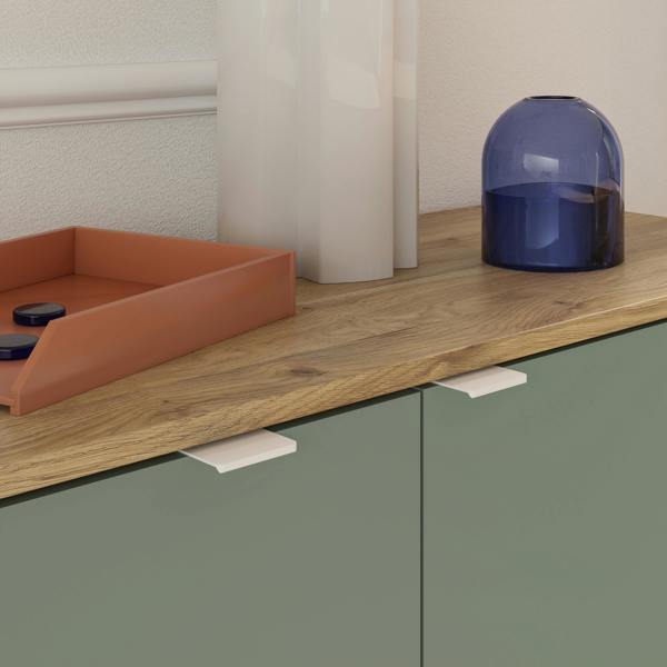Furniture To Go Ganymede Large Sideboard with 3 Drawers & 2 Doors in Mauvella Oak and Sage