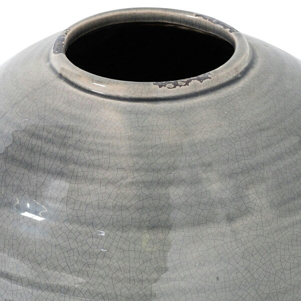 Wyld Haus Bloomwood Grey Glazed Round Ceramic Vase Crackle Effect