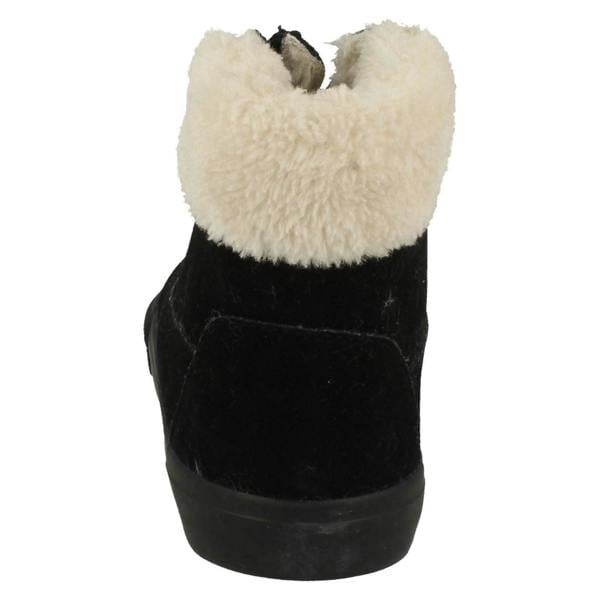Spot On Girls Spot On Casual Suedette Ankle Boots with Faux Fur Lining