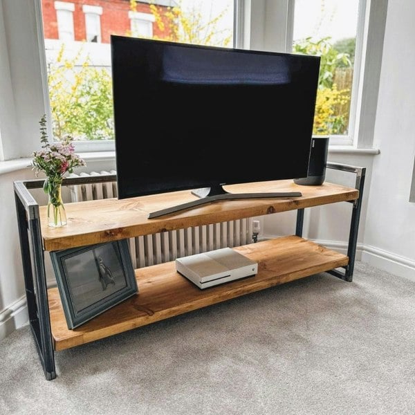 Bespoke rustic wooden tv unit.