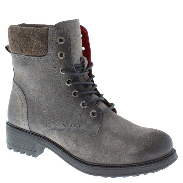 Frank James Warwick Suede Leather Womens Lace Up Block Heel Ankle Boots