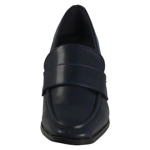 Spot On Ladies Spot On Wide Fit High Heeled Loafer Style Shoes F90132