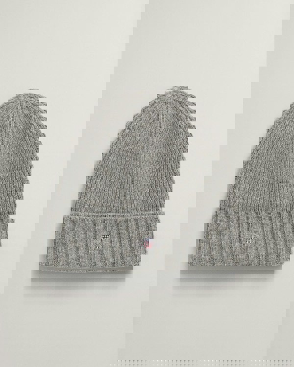 GANT Unisex Shield Wool Beanie - 93 Grey Melange