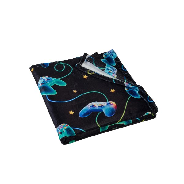 Catherine Lansfield Gamer Cosy Fleece Blanket Throw Black