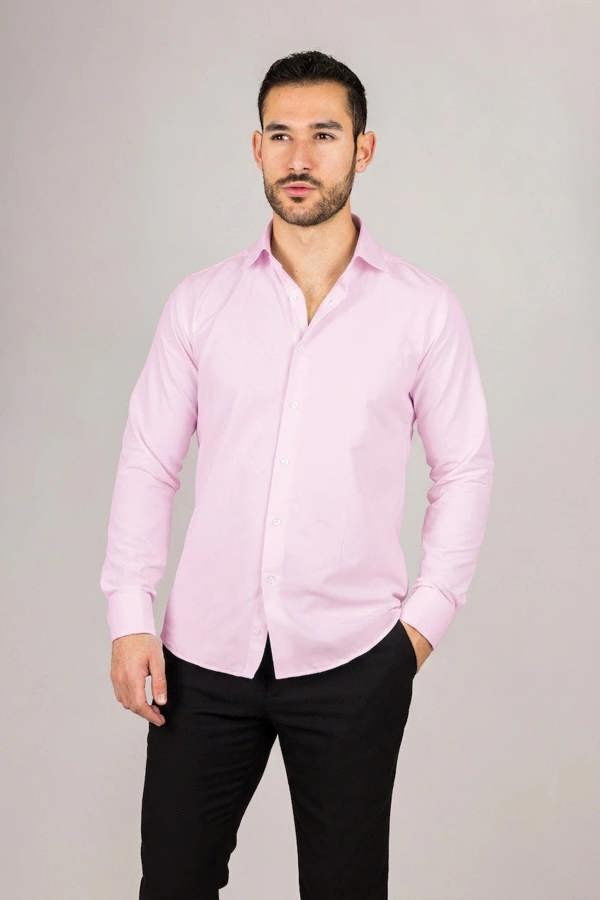 Men's Pink Double Cuff Oxford Shirt - TruClothing.com - 4