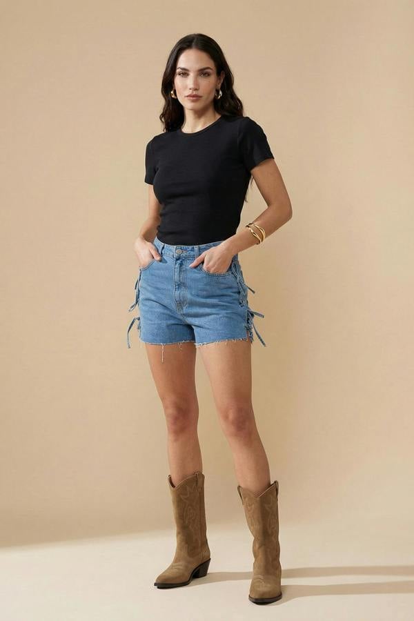 Urban Bliss Blue tie side Denim Shorts