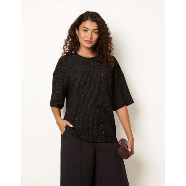 Blue Vanilla Diamante Textured Top