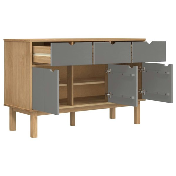Berkfield Sideboard OTTA Brown and Grey 114x43x73.5 cm Solid Wood Pine