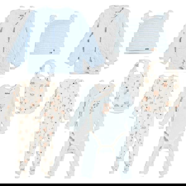 Mini Cuddles Baby Boys 6pc Essentials Gift Set, Multicolour