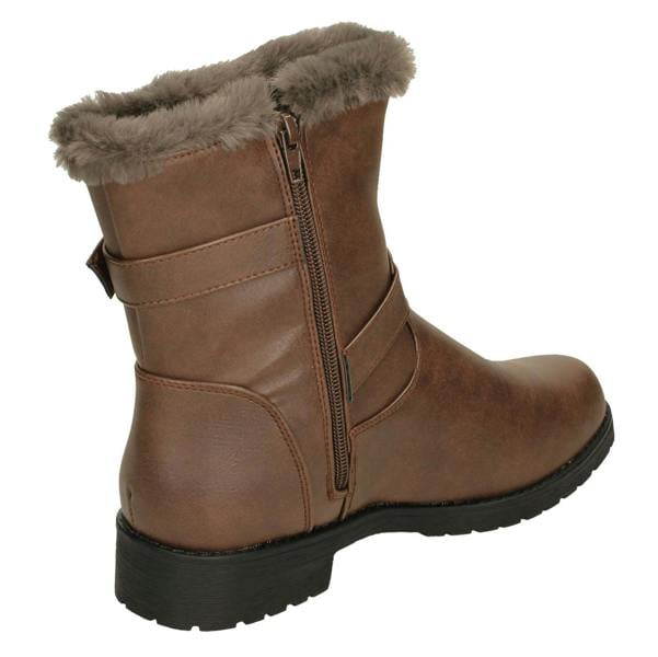 Spot On Ladies Spot On Buckle Detailed Ankle Boots F4451