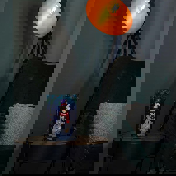 Samuel Alexander 21cm Battery Operated Light up Double Sided Stained Glass Snowman Decoration with LEDs