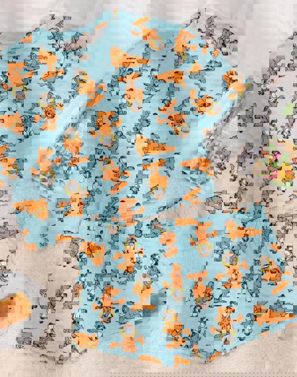 Garfield Womens Blue Garfield All-Over Print Short Sleeve Short Leg Pyjama Set