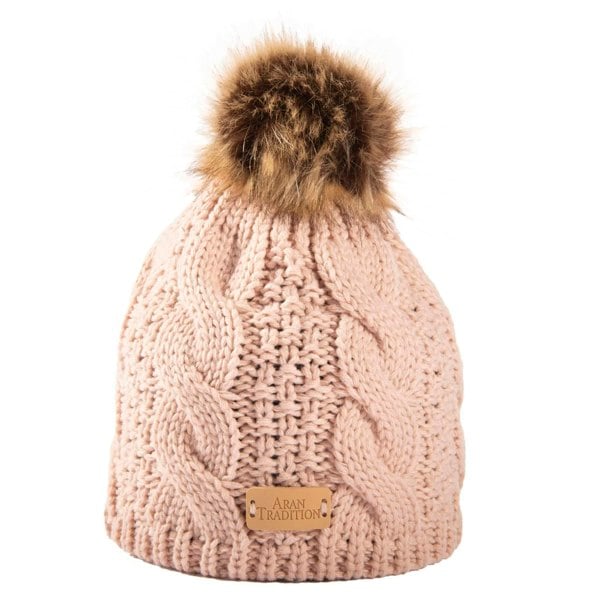 Aran Cable Tammy Hat Shop the Stylish Aran Cable Tammy Hat with Faux Fur Trim