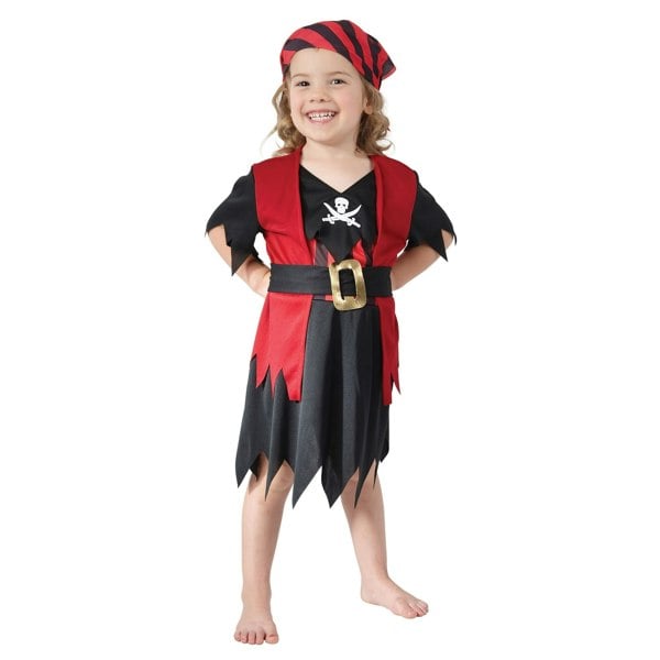 Bristol Novelty Girls Skull And Cutlasses Pirate Costume - Black/Red/White