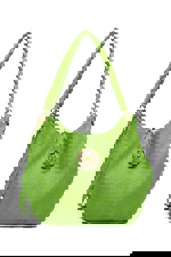 Kitise Wood Button Stylish Slouch Tote Shoulder Bag