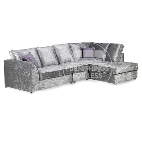 Crystal Crushed Velvet Full Back 5 Seater L Shaped Corner Sofa