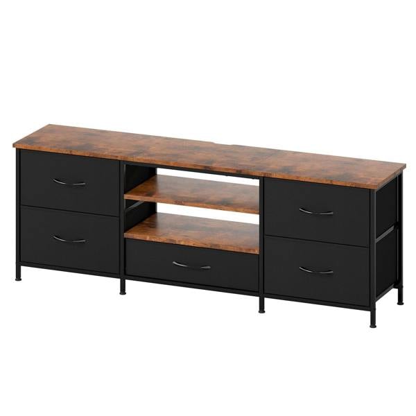 Levede TV Stand Cabinet Entertainment Unit Stand 140cm 5 Drawers Storage Shelves
