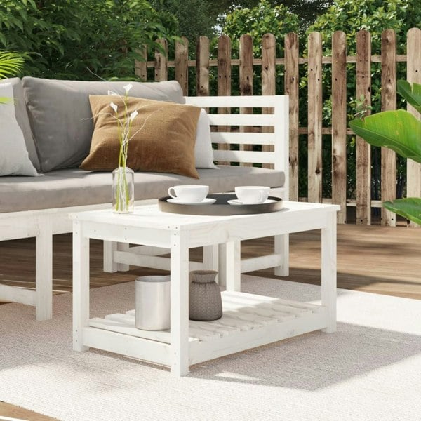 Berkfield Garden Table White 82.5x50.5x45 cm Solid Wood Pine