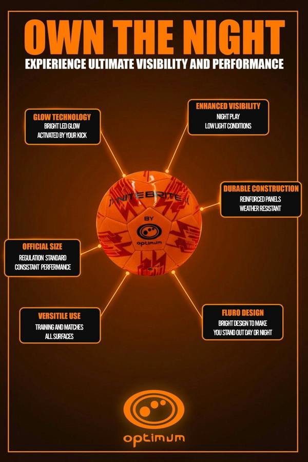 LED Light-Up Football Size 5 – Glow in the Dark - Optimum