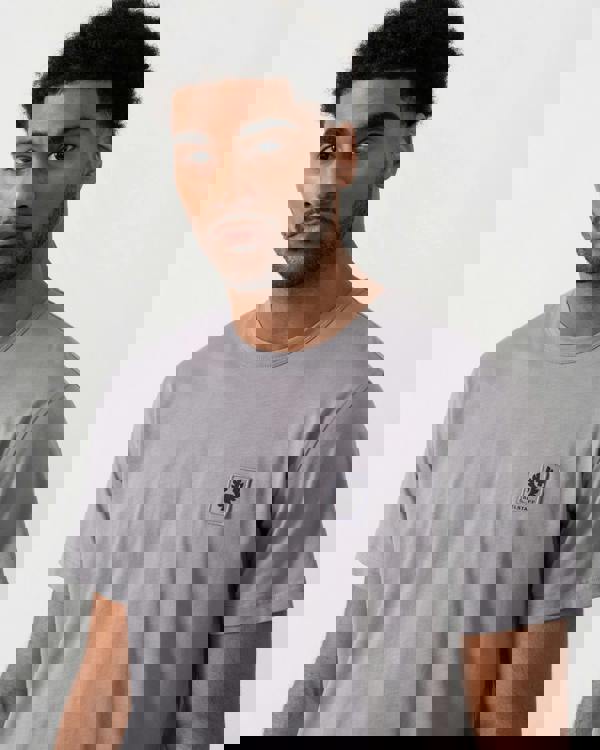 Belstaff Short Sleeved Mens Logo Patch T-Shirt - Faded Indigo