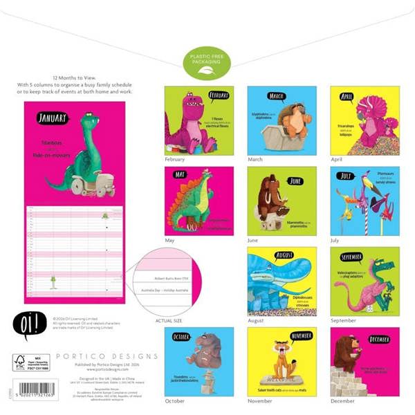 Oi Dinosaurs Family Planner 2027, Family Planners, Month To View, History & Literature, Gift