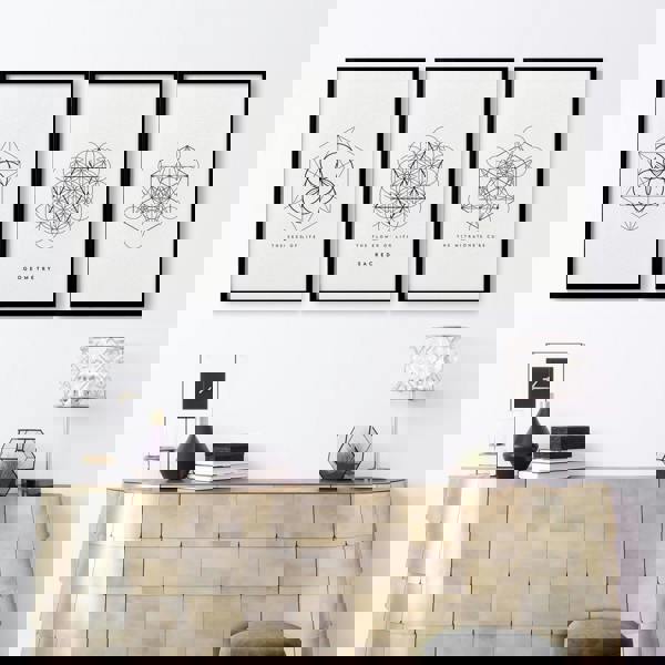 Canvas Pictures For Living Room | Set of 3 Sacred Geometry Wall art Prints