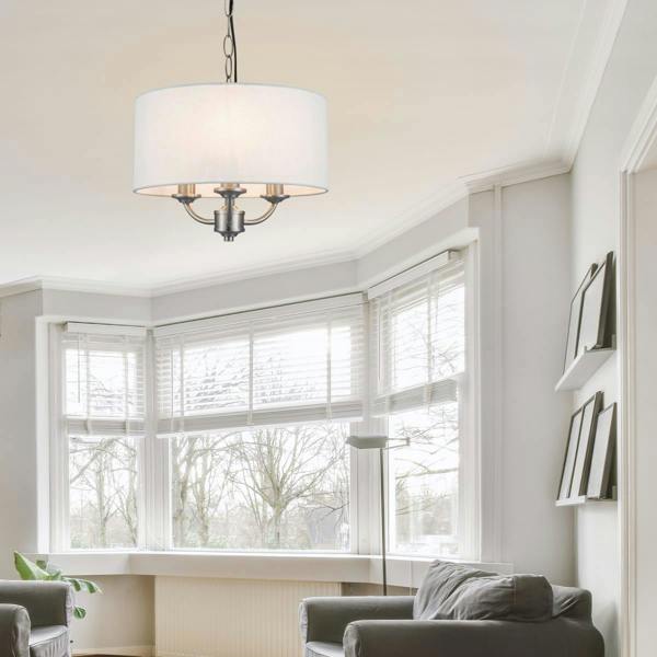 COSYLYTE Winston 3 Light Faux Linen Shade Pendant Light