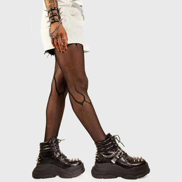 Lamoda Screamin' Loud Black/Spike Chunky Platform Sneakers, Trendy Casual UK 8