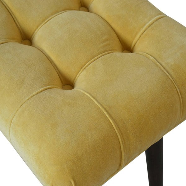 Artisan Furniture Mustard Cotton Velvet Curved Bench
