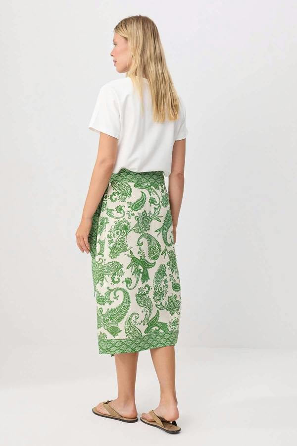 Wrap Front Midi Skirt