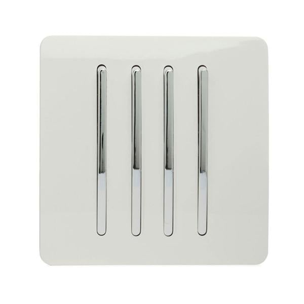 Trendi Switch 4 Gang 1 or 2 way Rocker Light Switch in Ice White