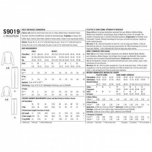 Simplicity Sewing Pattern 9019, Tops, Trousers for Women, Teenagers, Kids, A (S - L / XS - XL) - Easy