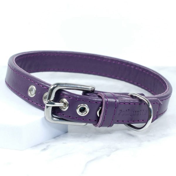 thistle lilac leather dog collar - Petiquette Collars