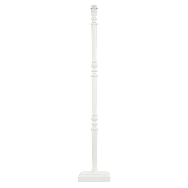 Chic White Wood Standing Floor Lamp with Square Base and Foot Switch Image 1
