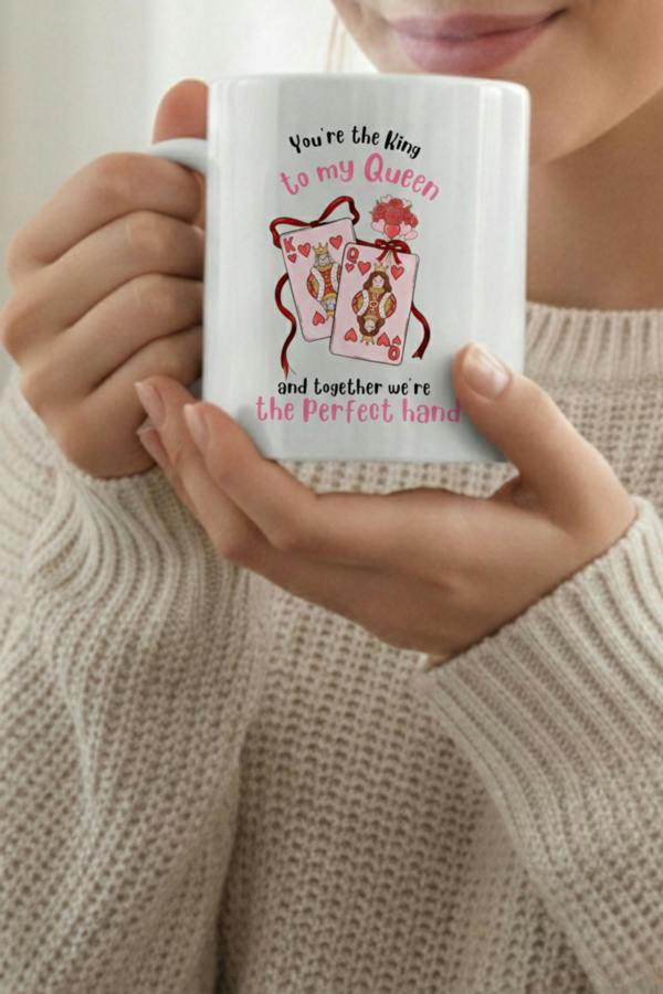 Dyzi You’re The King To My Queen Printed Ceramic Mug Valentine’s Day Gift