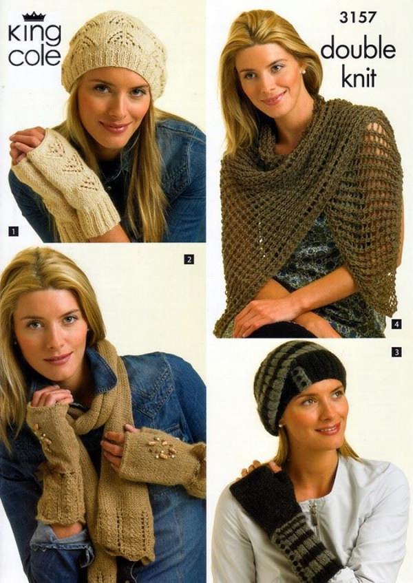King Cole Baby Alpaca Knitting Pattern 3157, Headwear, Gloves, Scarves for Women, One Size - Advanced