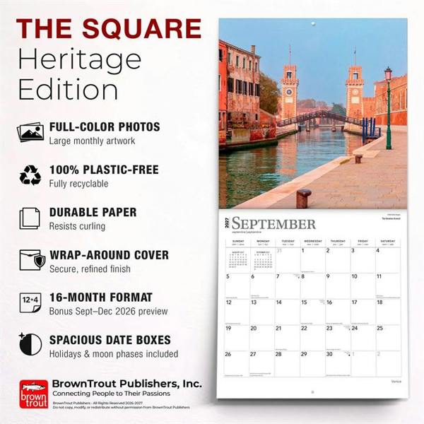 Venice Calendar 2027, Wall Calendars, Month To View, Travel, Gift