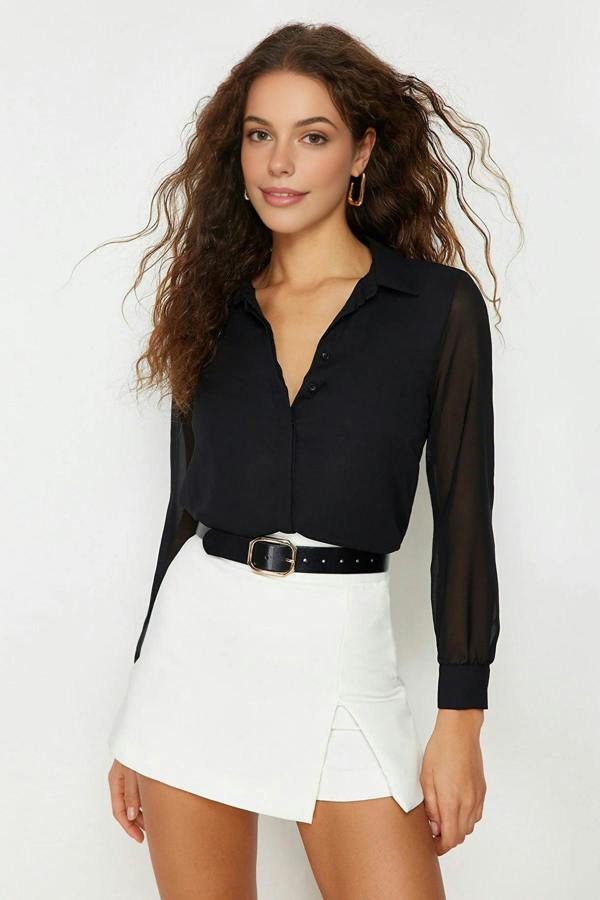 WOVCOR Woven Shirt with Transparent Sleeves