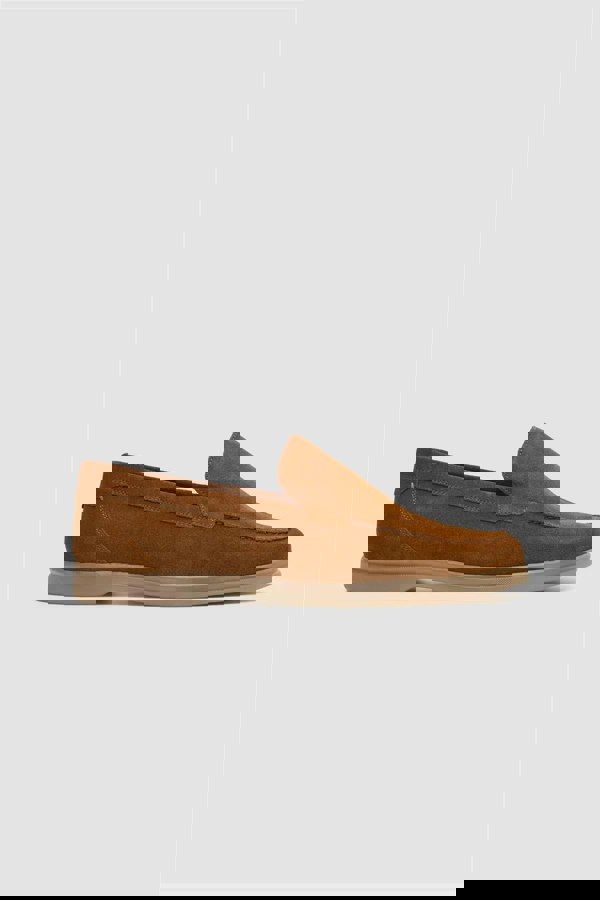 House of Cavani Breezy Tan Slip-On Suede Loafers
