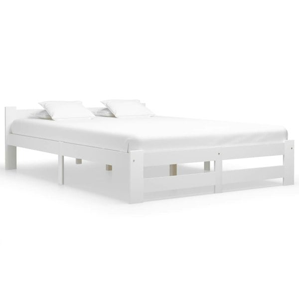 Berkfield Bed Frame White Solid Pine Wood 120x200 cm