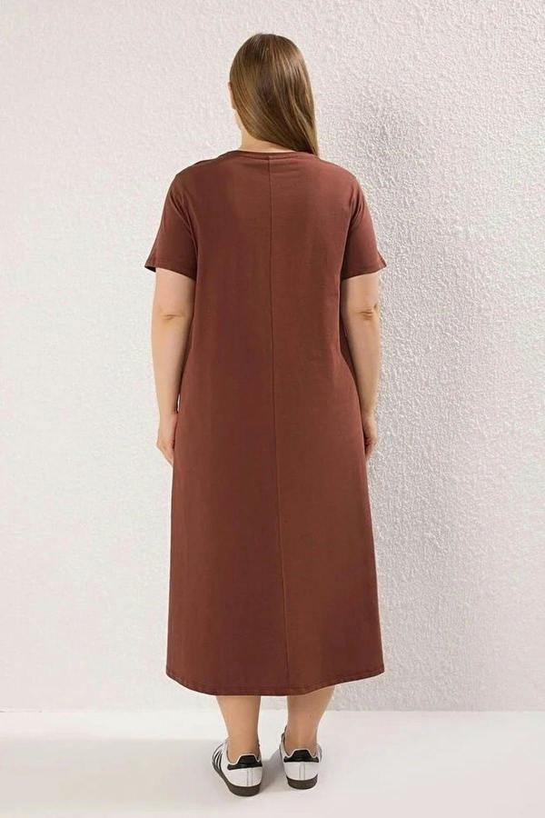 WOVCOR Midi 100% Cotton Knitted T-shirt Dress
